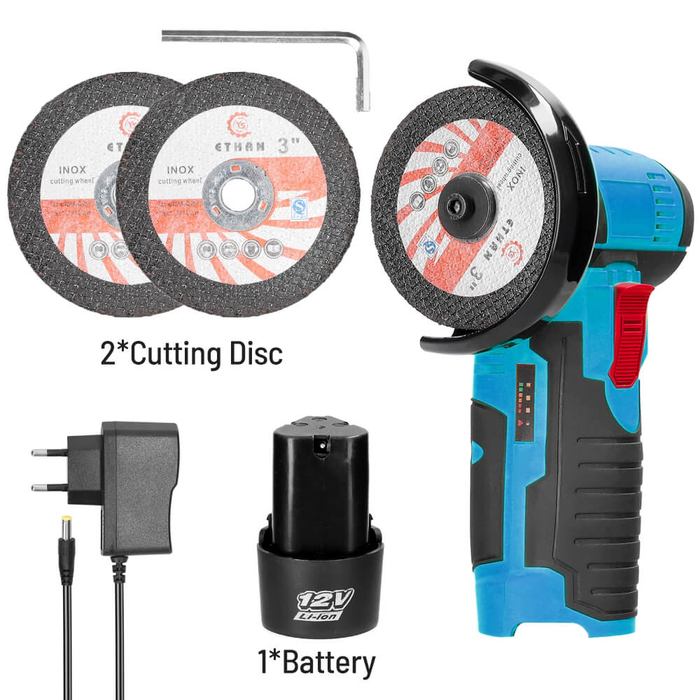 12V Cordless Mini Angle Grinder 19500 RPM Handheld Power Tool